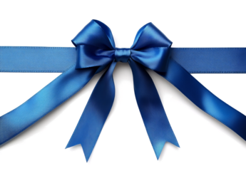 blue ribbon with a bow on a transparent background