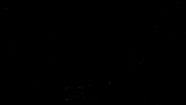 Analog vintage video overlay, vintage film look overlay, realistic looping animation of old film damage, dust scratches and grain, retro cinematic texture on black background, 4k