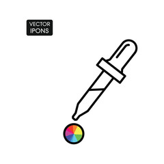 Eyedropper tool icon with color wheel, vector illustration