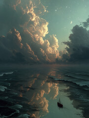 Explorers of the Infinite Horizon — Surreal Sea and Sky Dreamscape