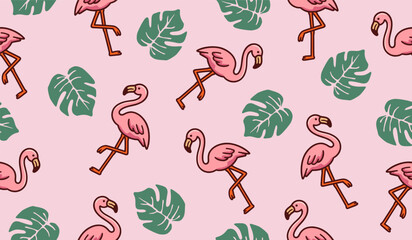 Flamingo pattern background vector design