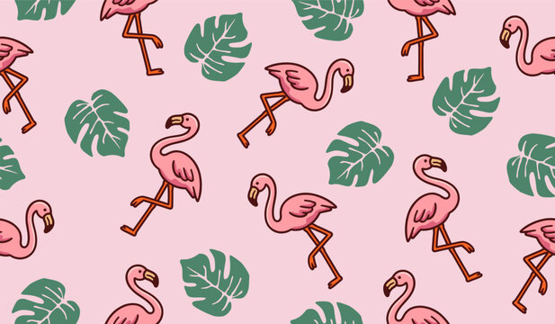 Flamingo pattern background vector design