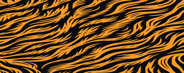 Vectand tiger skin pattern illustration with wild animal fur stripes and texture background, ideal fand wallpaper, fabric, tile patterns, and decandative surfaces.