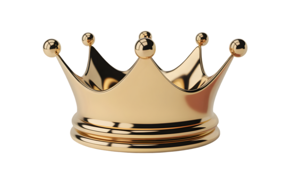 Ornate golden crown with pointed peaks and round finials