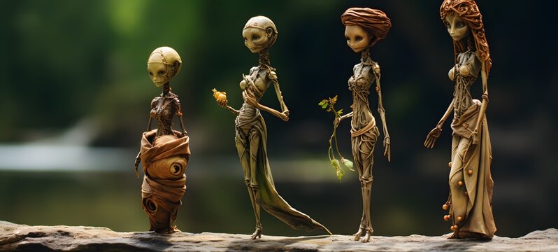 Tiny figures from life dryad mummy ,generative AI