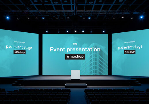 An event stage in a convention hall