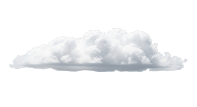 Fluffy white cumulus cloud isolated on black background