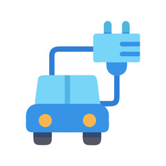 Electric vehicle charging icon on black background for infographics