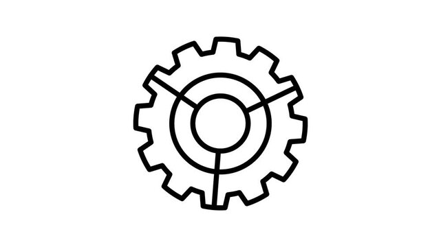 Rotating gear pie chart data icon animation