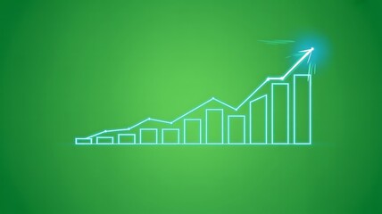 Neon business growth chart showing upward trend and success