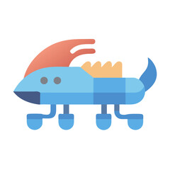 Stylized whimsical creature illustration on black background, flat design