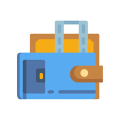 Flat design vector illustration of a blue billfold wallet