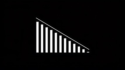 Minimalist black and white graphic displaying declining bar chart trend