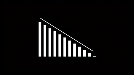 Minimalist graphic of declining bar chart with downward trend line