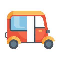 Cartoon motor rickshaw vector illustration on black background.