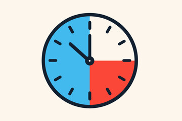 Blue icon soft flat vector minimal bold geometry cherry key clock countdown