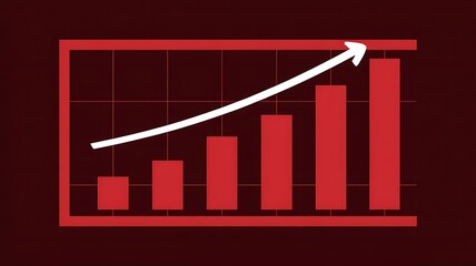 Minimalist business growth chart graph with upward trending arrow showing success and progress