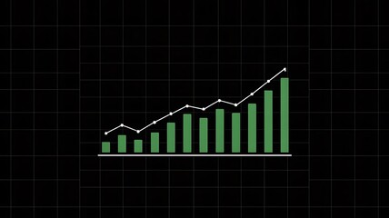 Minimalist green business growth chart showing upward trend and financial success