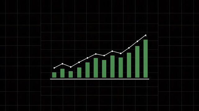 Minimalist green business growth chart showing upward trend and financial success - Powered by Adobe