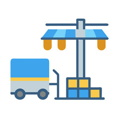 Delivery truck at a market stall ready to unload