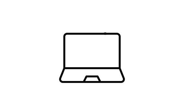 Laptop with pie chart dashboard animated icon