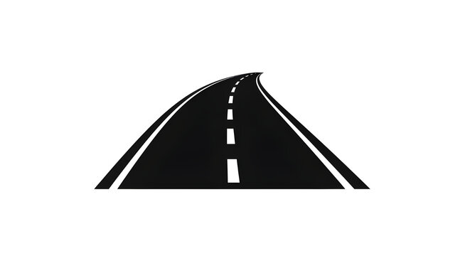 Minimalist curving highway road symbol for travel, logistics, or delivery services design isolated PNG with Transparent Background