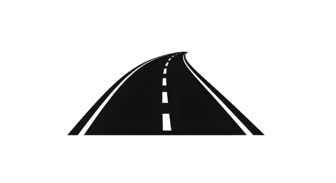 Minimalist curving highway road symbol for travel, logistics, or delivery services design isolated PNG with Transparent Background