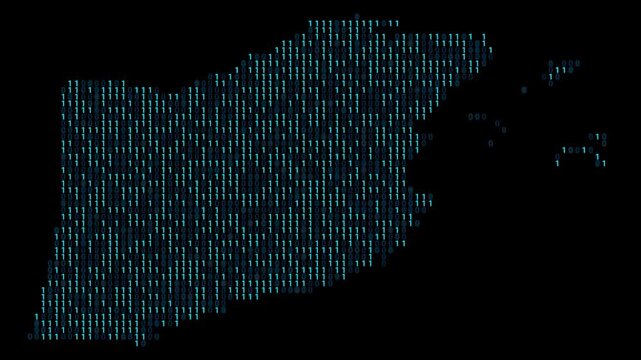 Belize Binary code map animation, Digital data visualization, alpha layer