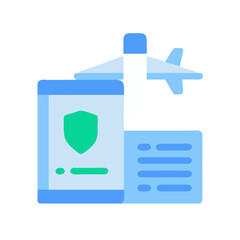 Digital security travel pass with airplane flat design vector