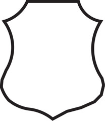 Blank white shield shape with black outline for design element