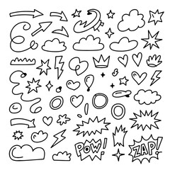 Hand drawn doodle arrows vector set seamless pattern illustration for design symbol decoration art