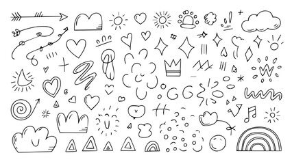 Hand drawn doodle arrow vector set design symbols for web and social media icons