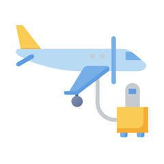 Airplane receiving ground power unit flat vector illustration