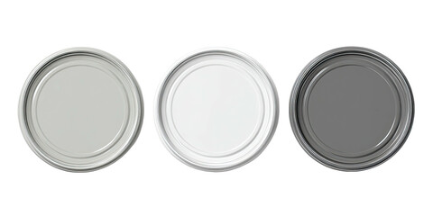 Overhead shot showcasing three metallic circular container lids with varied shades on a black background