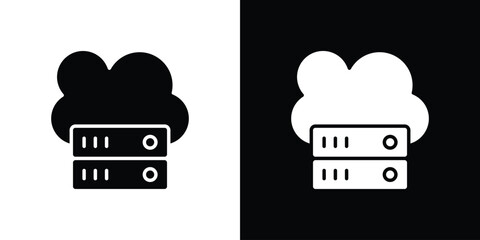 Cloud server icon flat design. Modern style in black color.