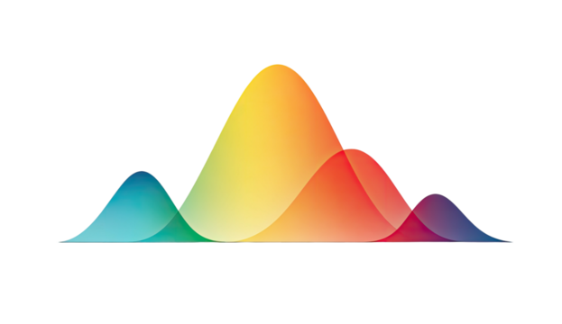 A vibrant spectral analysis graph showing various peaks of color against a stark black background - Powered by Adobe