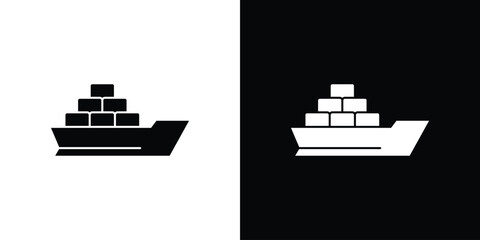 Container ship icon flat design. Modern style in black color.