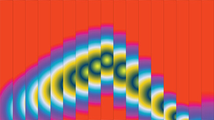 Abstract and colorful sliced gradient design with orange and mixed circular elements