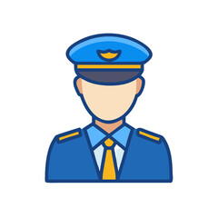 Icon of a faceless police officer in uniform illustration