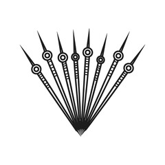 Abstract fan shape made of radiating lines and circles