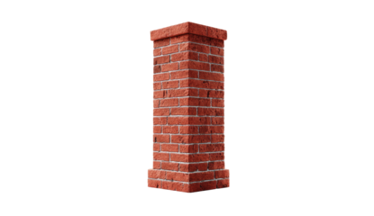 Isolated, upright, rectangular brick structure against a black background