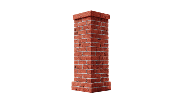 Isolated, upright, rectangular brick structure against a black background