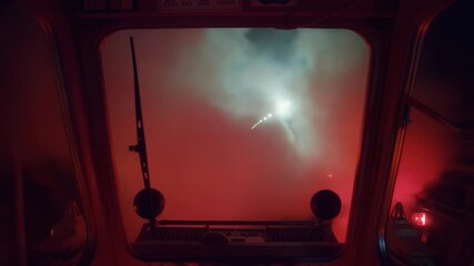 Experience a journey down a dark railway tunnel as illuminated tracks guide the way. The atmosphere is filled with a sense of adventure and anticipation in urban transit