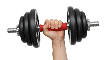 Hand holding heavy dumbbell, showcasing strength and fitness