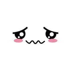 Cute and Concerned Kawaii Face Expression Icon Expressing Worries, Fear, and Discomfort