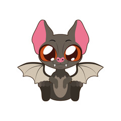 Whimsical Bat Illustration A Cute Creature of the Night with Big Eyes and Playful Wings