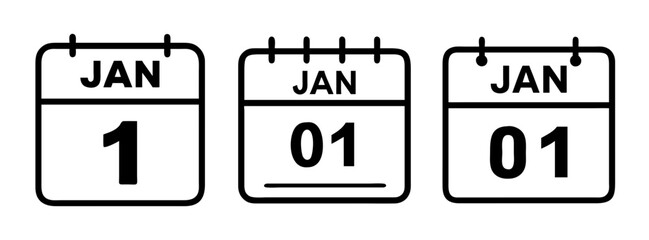 January first calendar date new year's day vector illustration graphic design element holiday event 90