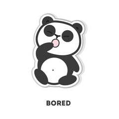 Cute Cartoon Panda Bear Feeling Bored and Blowing a Kiss Gesture Showing Expression of Weariness