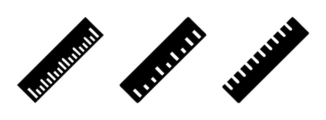 Black ruler vector graphic for measuring length, distance, and dimensions in design projects
