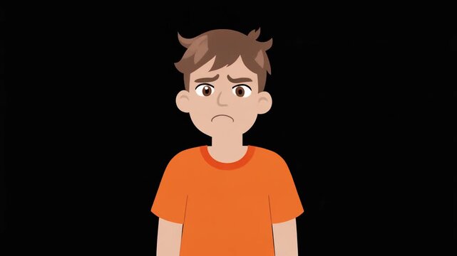 Boy shows emotions in animated display of feelings and reactions